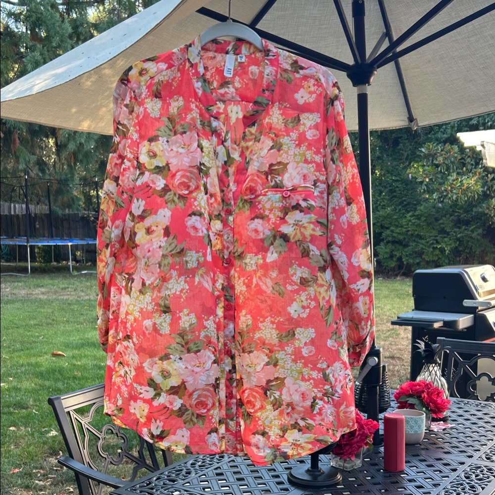 Kut from the Kloth pink and orange Floral Top
